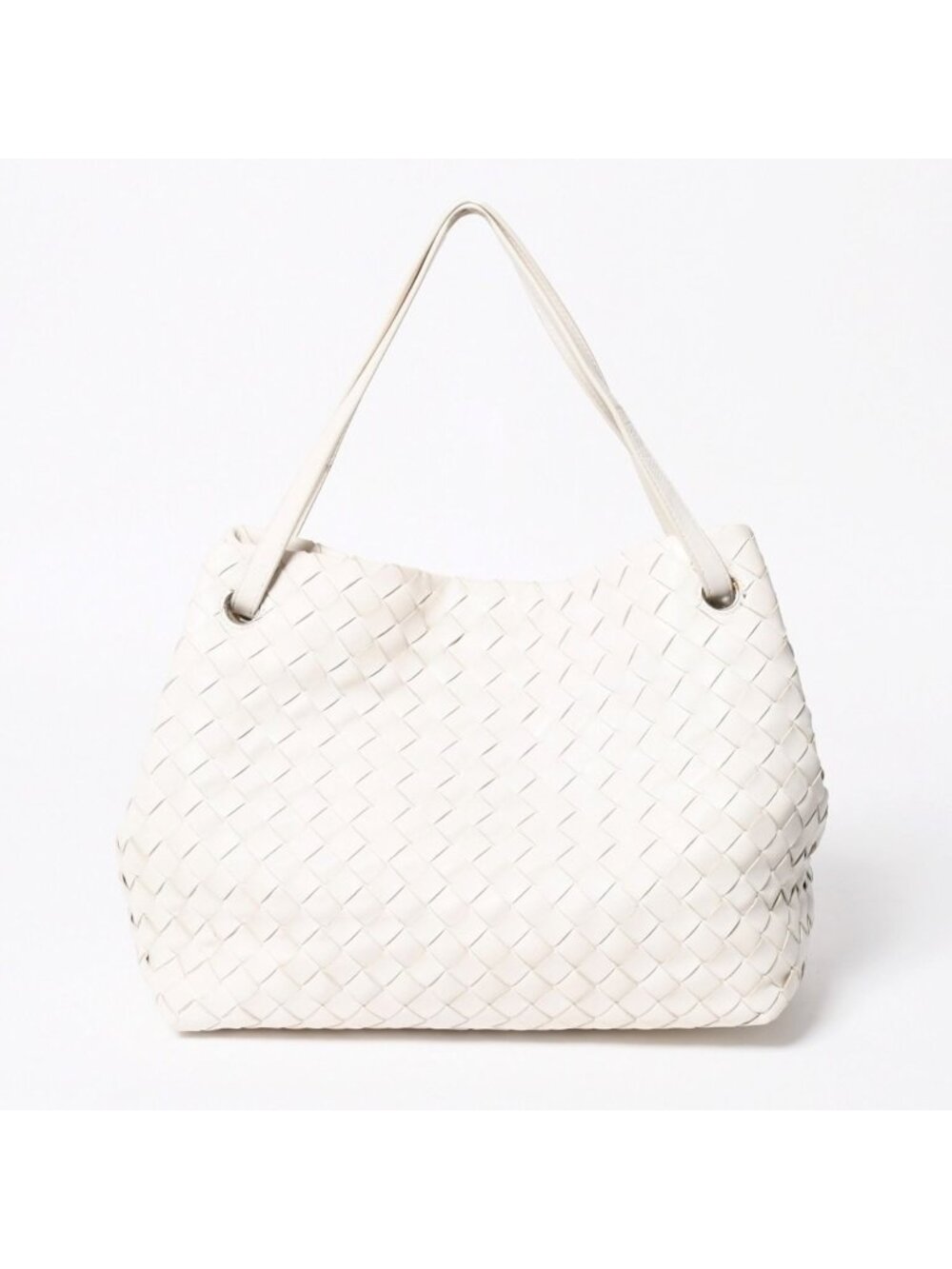 Bottega Veneta Handbag Intrecciato White Gold Leather
